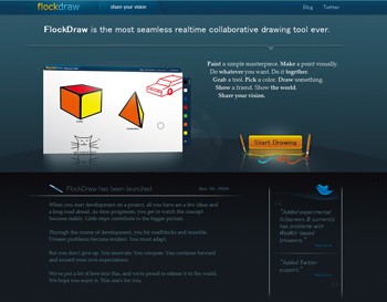 オンラインのホワイトボード共有ツール「Flock draw」のトップ画面