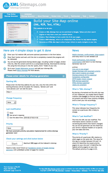 ページ数に制限のない有料版もあるが、無料でも最大500ページ分のサイトマップを作成可能だ