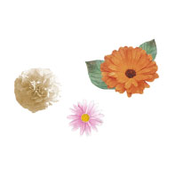 【3-3】右上の花には手描きの葉っぱのイラストを組み合わせた