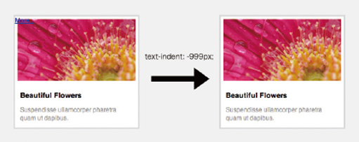 【5-2】a要素の内容を「text-indent:-999px」で画面外へ飛ばす。これで「More...」の文字を消すことが可能だ