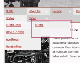 【1-2】IE6:赤線で囲ってある箇所(第4階層目)が前の階層に隠れてしまっている