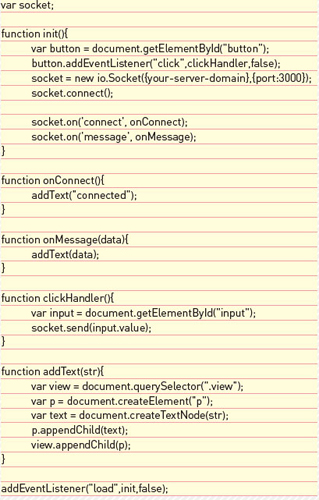 【13】サーバーからの通信はsocket.onメソッドを介して行われ、connectは接続、messageはサーバーからのデータ送信、disconnectは切断に対応している