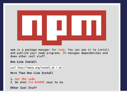 【6】node package manager(http://npmjs.org/)