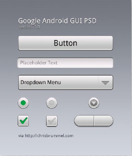 【16】Android UI パーツの例(Google Android GUI PSD)