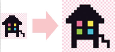 【2】元のサイズから強制的に2倍に拡大されるため、輪郭がもやっとしてしまう