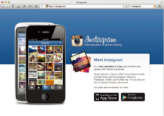 【1-1】InstagramのWebサイト。Webからは写真の一覧などは見られない。iPhoneやAndroidからのアクセスが基本。