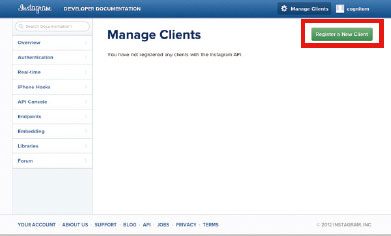 【5-1】クライアント管理画面。ちなみに、ここでいう「クライアント」は、APIを利用するWEBサイトや、iPhoneアプリなどの意味だ。