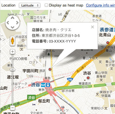 【3-2】Visualize→Mapと遷移するとGoogle Mapsが表示される。