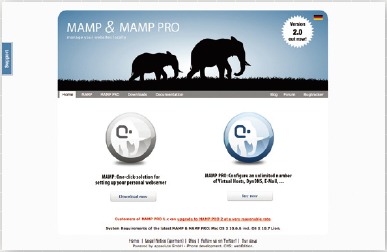 【14】MAMP（http://www.mamp.info/）はMac OS 専用だが、手軽に PHP + MySQL をインストールできる。ただし、Perlは利用できない。