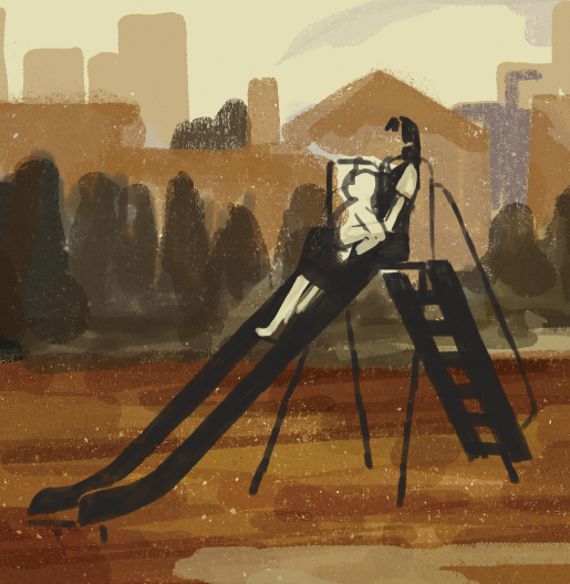 メインモチーフの仮塗りを行う