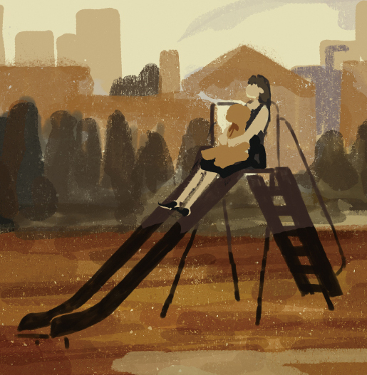 メインモチーフの仮塗りを行う