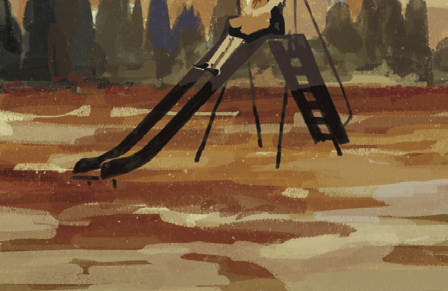 背景にモチーフや色を描き加えていく