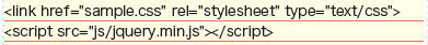 【4-2】CSSファイルのリンクの次にjQuery のリンクを記述する。