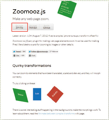 【1-1】Zoomooz のWeb ページ。
