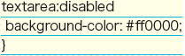 【10】UI 要素状態擬似クラス「E:disabled」の記述例。無効な場合にスタイルが適用（背景が赤）される。