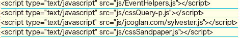 【07】js を読み込むための記述例。なお、上記4 つのjsファイルはcssSandpaper/shared/js にある。