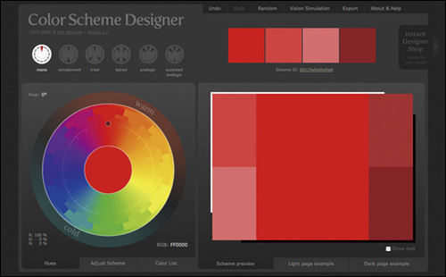 「Color Scheme Designer」。無料で利用できる