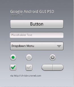 【16】Android UI パーツの例（Google Android GUI PSD）