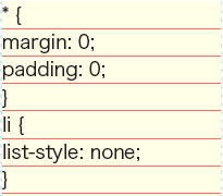 【2-2】liタグのブラウザのスタイルは、スタイリングの邪魔になることが多いのではじめに消している。marginやpadding はすべての要素で0 にしている。