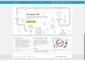 【01】foursquare のdeveloper のページ（https://developer.foursquare.com/）。