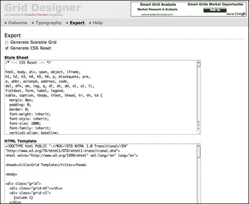 つくったレイアウトは HTMLソースとCSSソースにできる