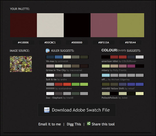 好みの写真から取り出したカラーパレット