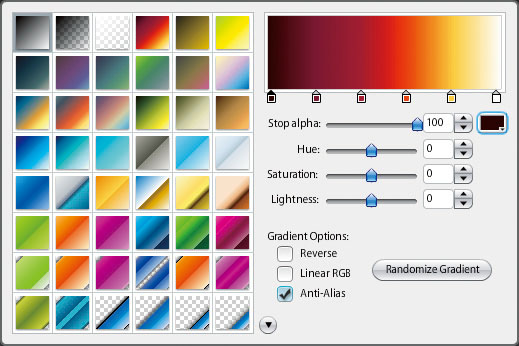 グラデーションも多彩にアレンジできる