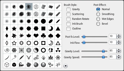 多彩なブラシツールが用意され、細かい調整も可能