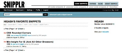 アカウント登録すれば、お気に入りのスニペットを保存することができる