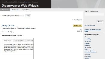 Widgetのダウンロードサイトが開いたら、License typeをOpen Sourceにして「Filter」を押し、表示されたものの中からjQueryライブラリを選ぶ。ここでは、Extension Manager形式のアーカイブファイルがダウンロードできる