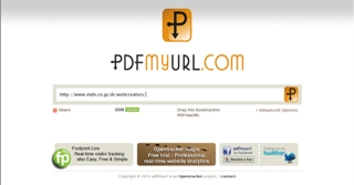 PDFmyURLのホーム画面。ここにURLをタイプするとPDFを出力できる