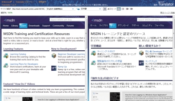 Side-by-Side Viewer。左に原文の画面、右に翻訳後の画面が並ぶ