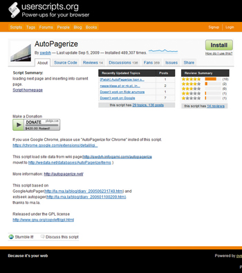 「Tumbloo」、「Autopagerize」などのアドオンを活用することでさらに便利に使えるようになる
