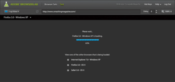【2】表示したいアドレスを入力すると、各ブラウザ用表示のロードを開始する。表示されたあとは、左側にあるリストからブラウザとOS環境を選べば切り替わる