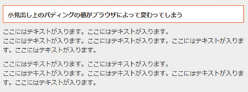 Internet Explorer 6、7で見ると、指定した値の倍近く余白が空いてしまう