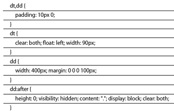 ddよりdtの内容物が大きい場合、FirefoxやSafariでの段ズレを防ぐために、「dd:after {height: 0; visibility: hidden; content: 