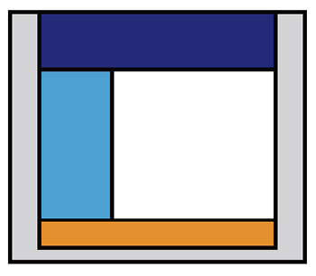【1-1】サンプルは、ヘッダ＋コンテンツ（左側のサブコンテンツ＋メインコンテンツ＋右側のサブコンテンツ）＋フッタという構成