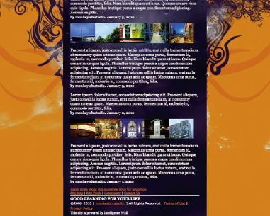 【6-1】「background-attachment:fixed」の指定によって、背景画像とコンテンツを分離。背景の上に透明のフィルムを重ねているイメージ