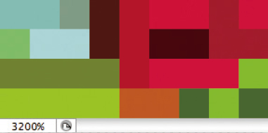 【3-1】[鉛筆ツール]は四角くなり、1ブロック毎にクリックして色を置いていくイメージ。最大拡大倍率の3200%で 表示して作業しよう