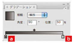 【2-3】［種類：線形］［角度：90°］ 【a】 ［位置：0% ／LogoColor：70%］ 【b】 ［位置：100% ／LogoColor：30%］