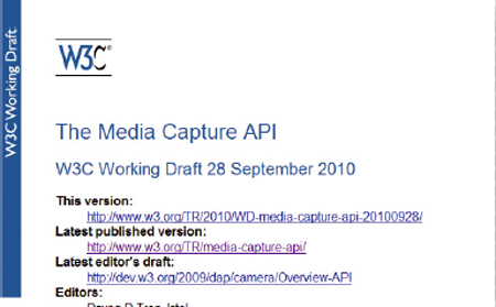 【4】Media Capture API：http://www.w3.org/TR/media-capture-api/