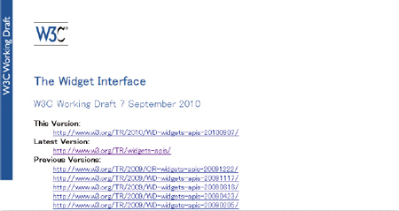 【9】Widget Interface http://www.w3.org/TR/widgets-apis/
