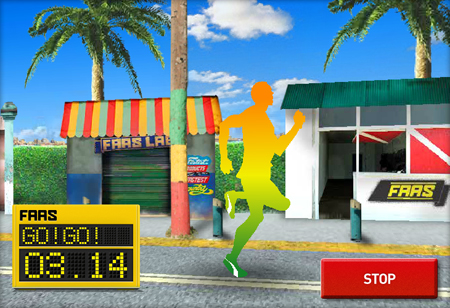 ボルトが100mを滑走するシーンでは、スタートからゴールに向けてカメラがパンして回り込む演出が加えられている。これにより、10秒という短いゲームでも、ユーザーは走りの臨場感を得られる