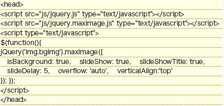 【2-2】背景イメージに設定したクラス名に書き換える部分が1箇所。オプションで表示時間、タイトルの表示、スクロールの有無などを変更できる。