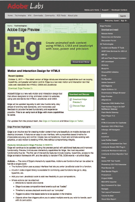 【01】Adobe Edgeのダウンロードページ。