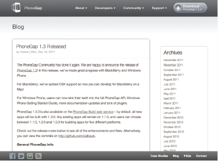 【04】PhoneGap 1.3 Released
