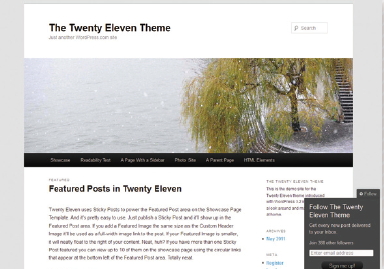 【01】WordPress デフォルトテーマである「Twenty Eleven」。WordPressをインストールした初期の状態では、このデザインである。