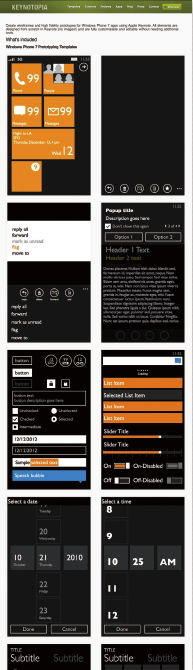 【03】【03】KEYNOTOPIAで販売されているテンプレートの例（Windows Phone 7向け）。