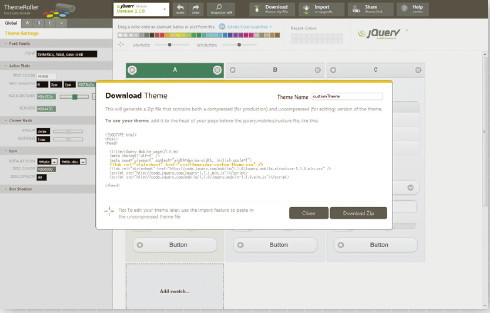 【5-2】ThemeRollerで作成したテーマのダウンロード画面。
