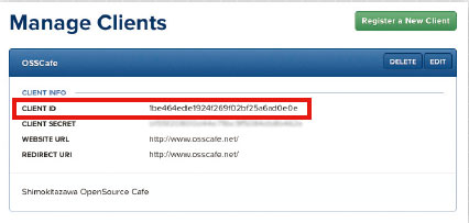 【5-3】登録が完了すると表示される。CLIENT IDをメモ。